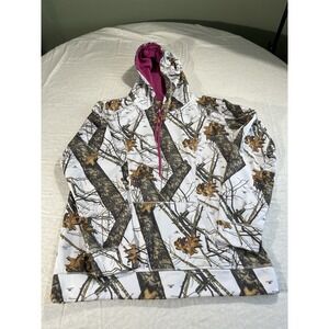 Energy Zone Women's Camo Hoodie Size Large Pink Lining Drawstring Pullover Sweat